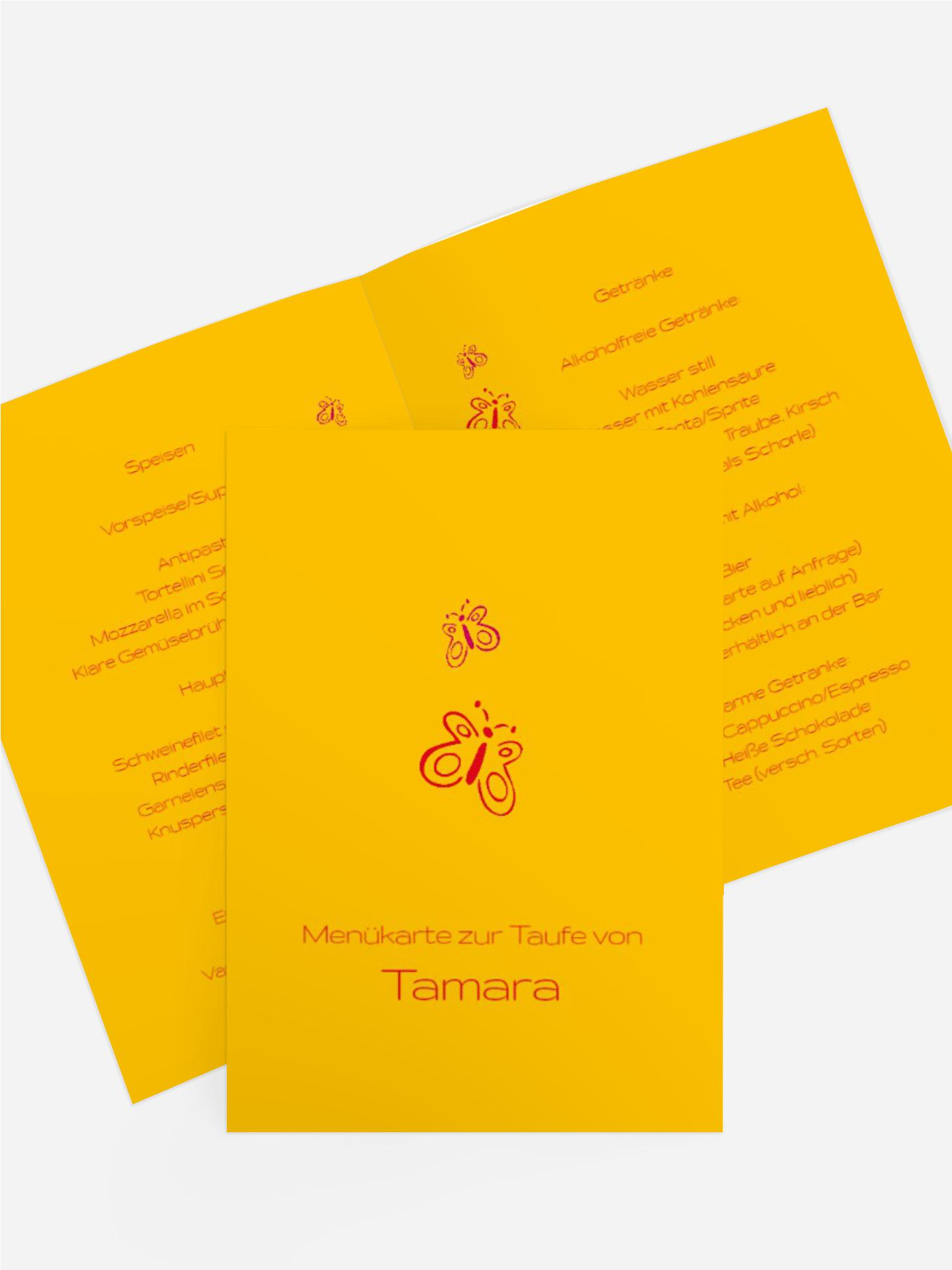Menuekarte Taufe Butterfly