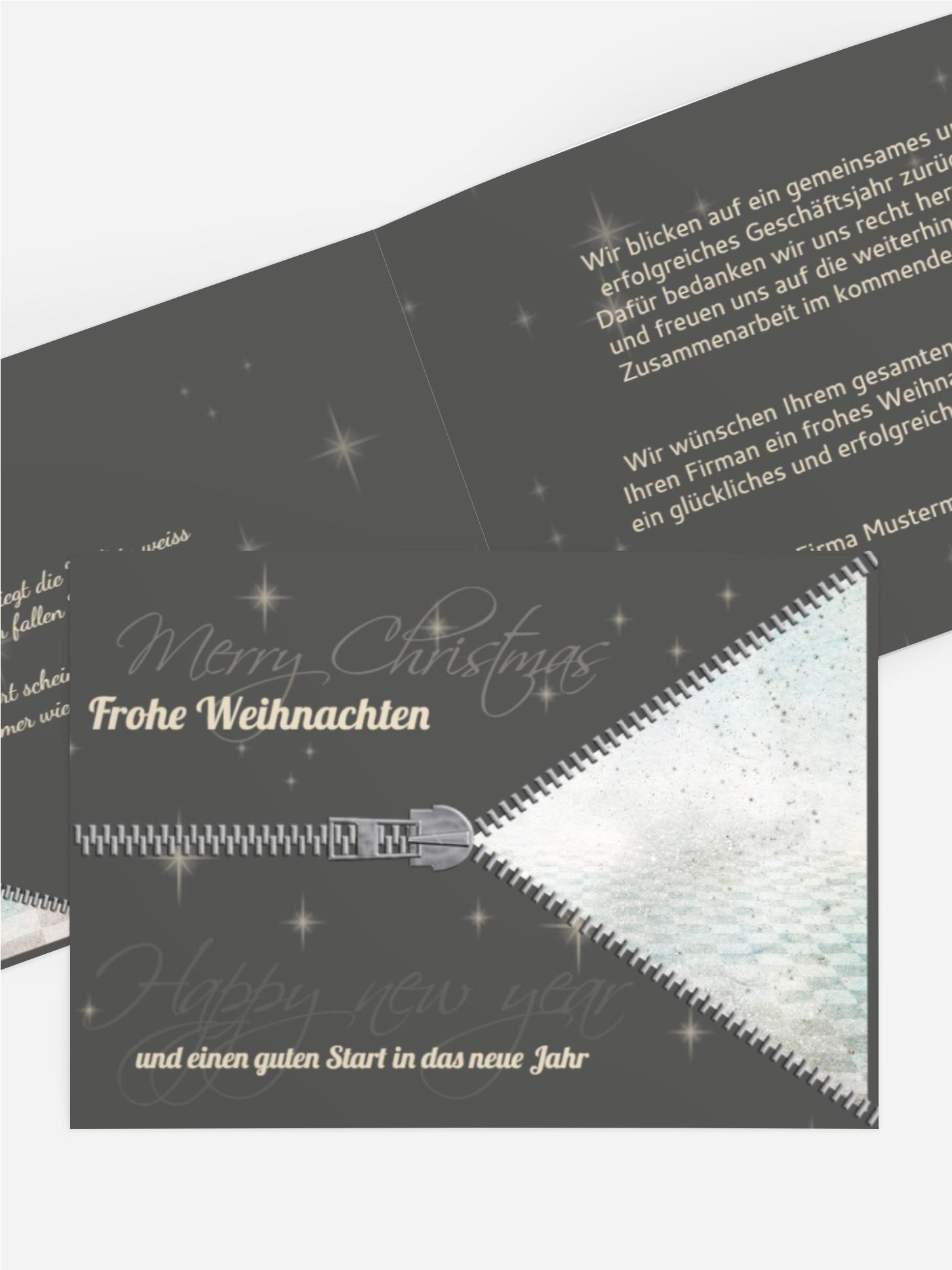 Grußkarte zu Weihnachten Geschäftlich Reißverschluss
