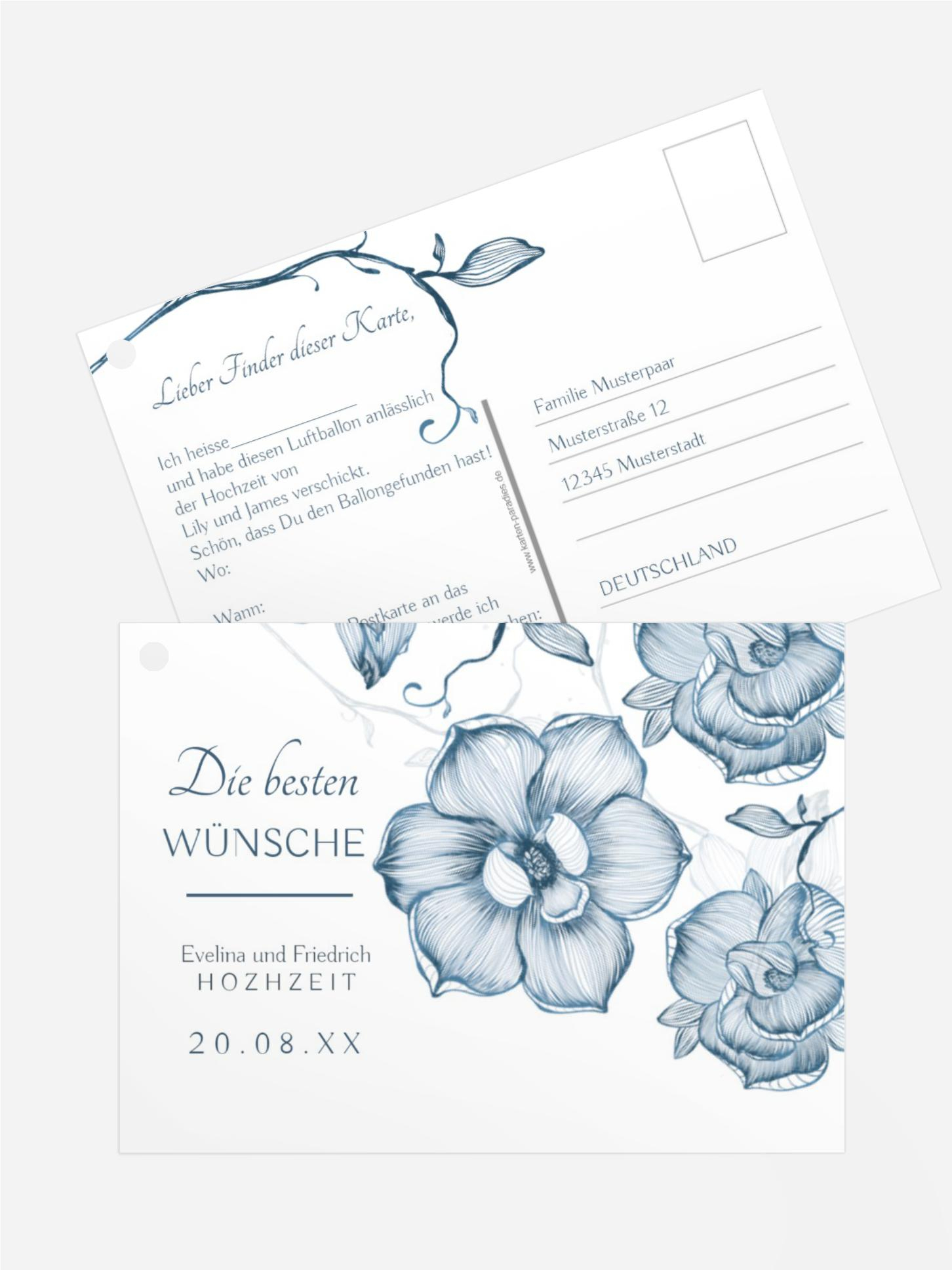 Ballonflugkarte Blumenhimmel