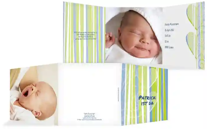 Babykarte hearts and stripes