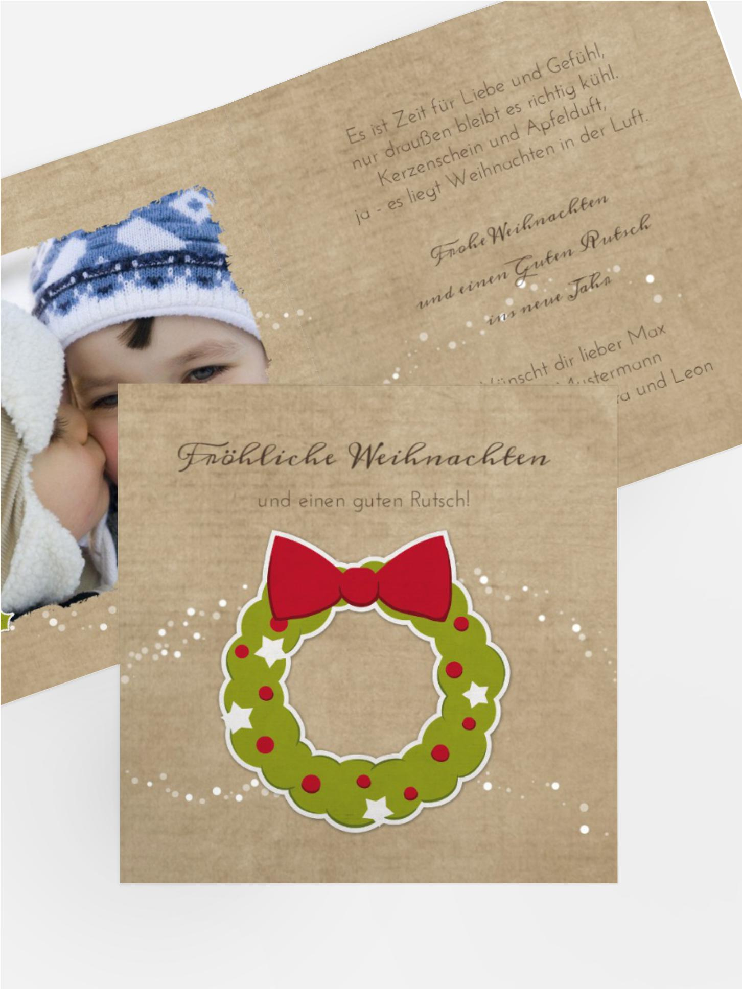 Foto Weihnachtsgrußkarte Weihnachtskranz