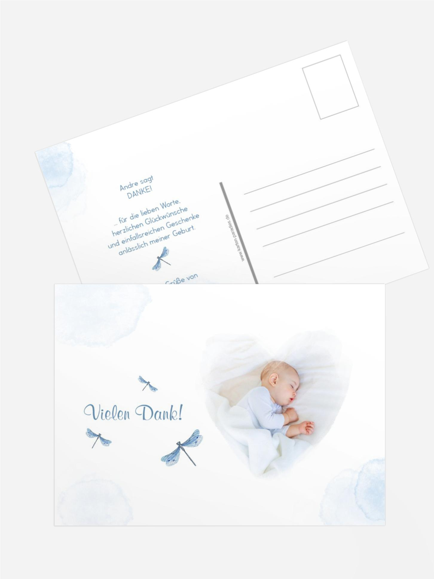 Baby Dankeskarte Libellentanz