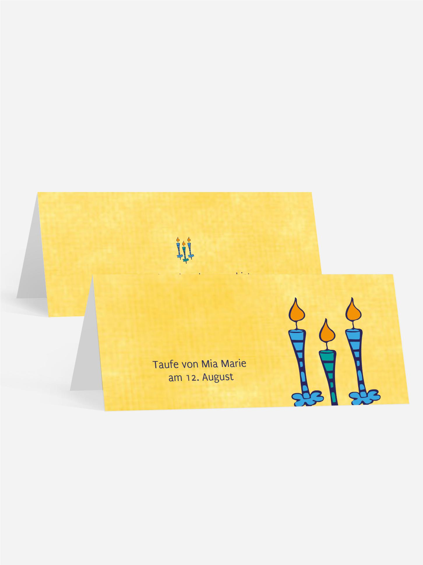 Tischkarte Taufe Kerzen