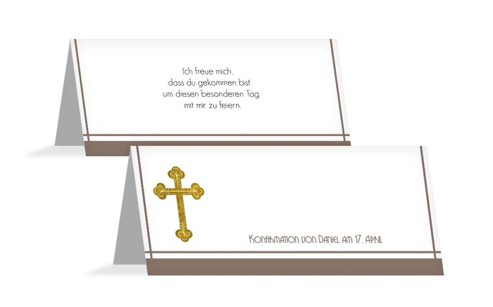 Tischkarte zur Konfirmation Gebetbuch