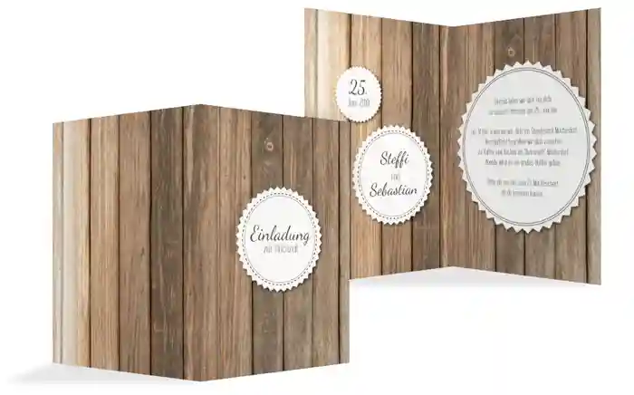 Hochzeitseinladung Vintage Holz 2 Hochzeitseinladung Vintage Holz 2