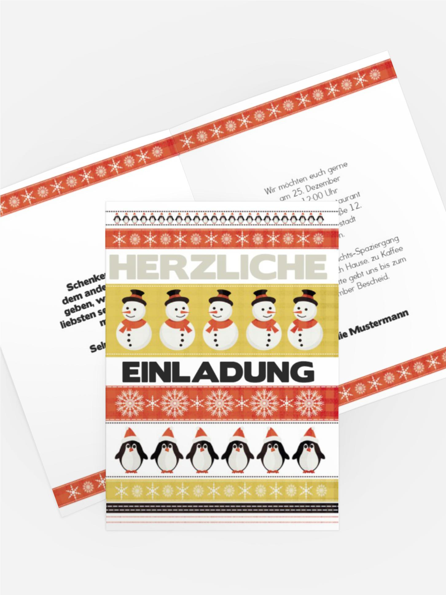 Weihnachtseinladung Kariert