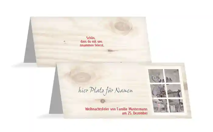 Weihnachtstischkarte Holzelch