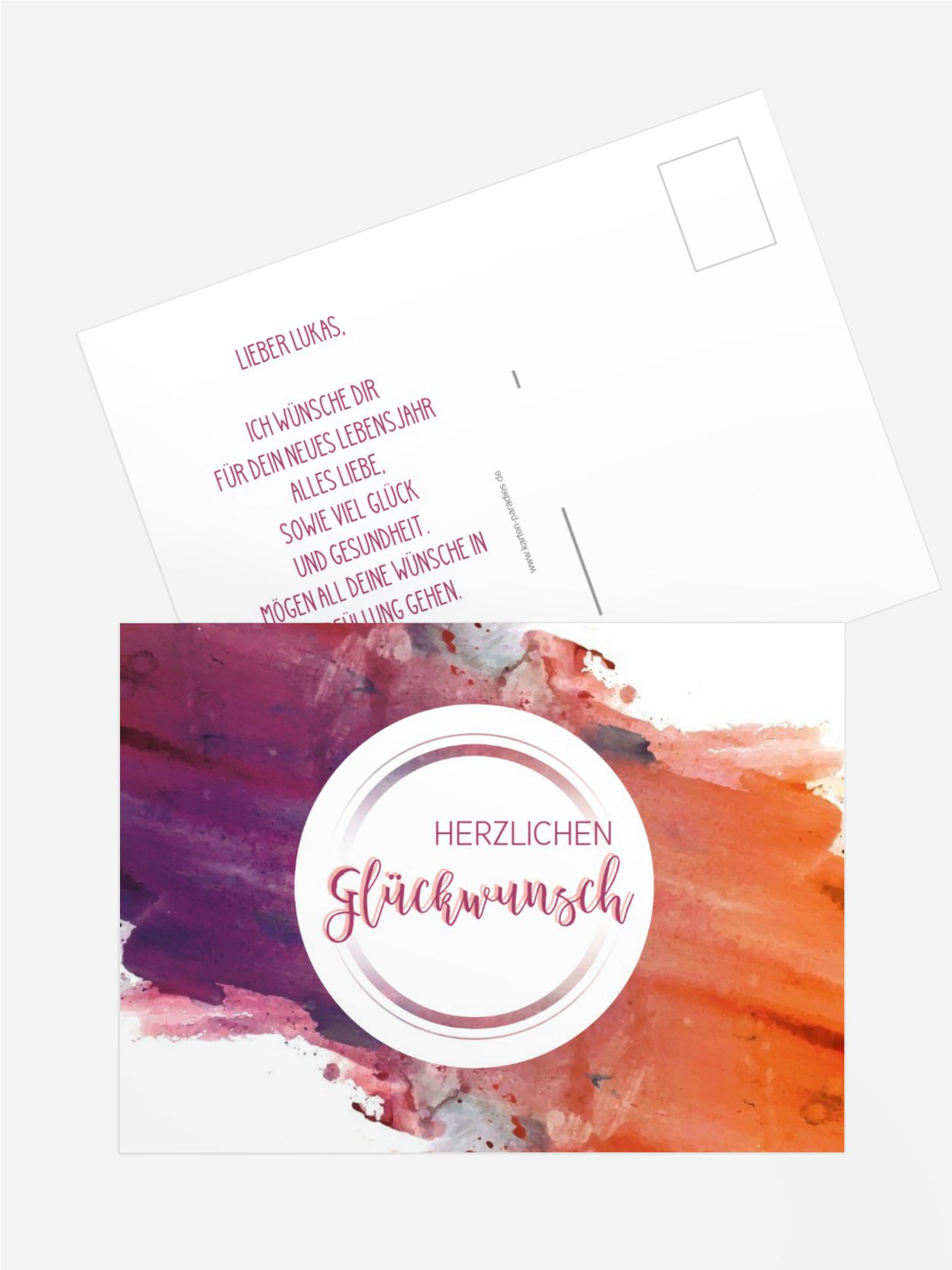 Glückwunschkarte zum Geburtstag Aquarell