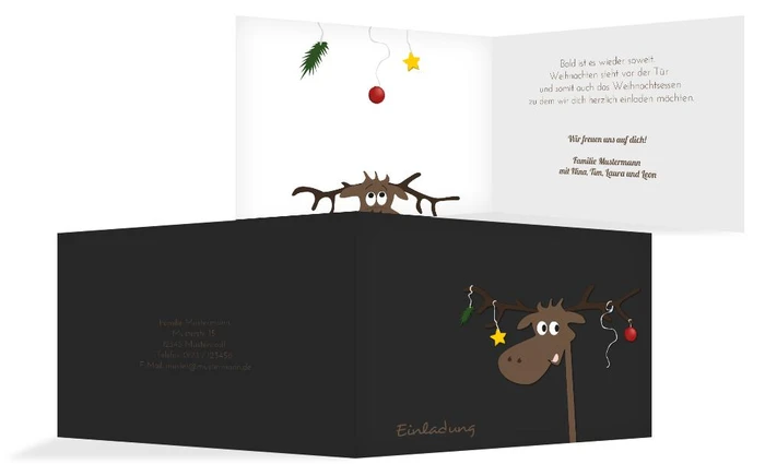 Weihnachts Einladungskarte privat Elch