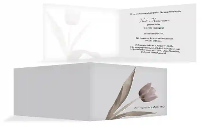 Trauerkarte Tulpe quer