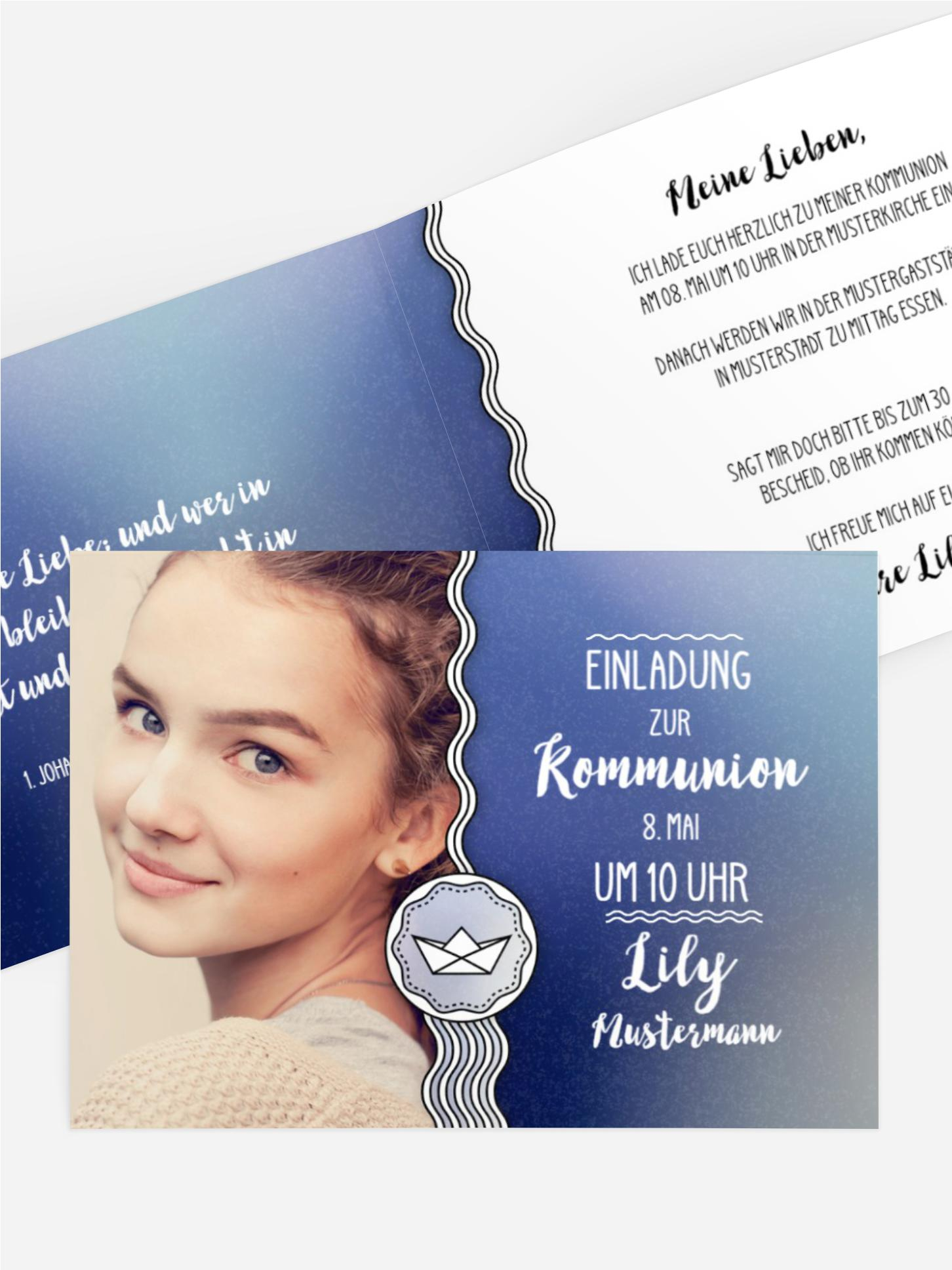 Einladungskarte Kommunion Schifffahrt