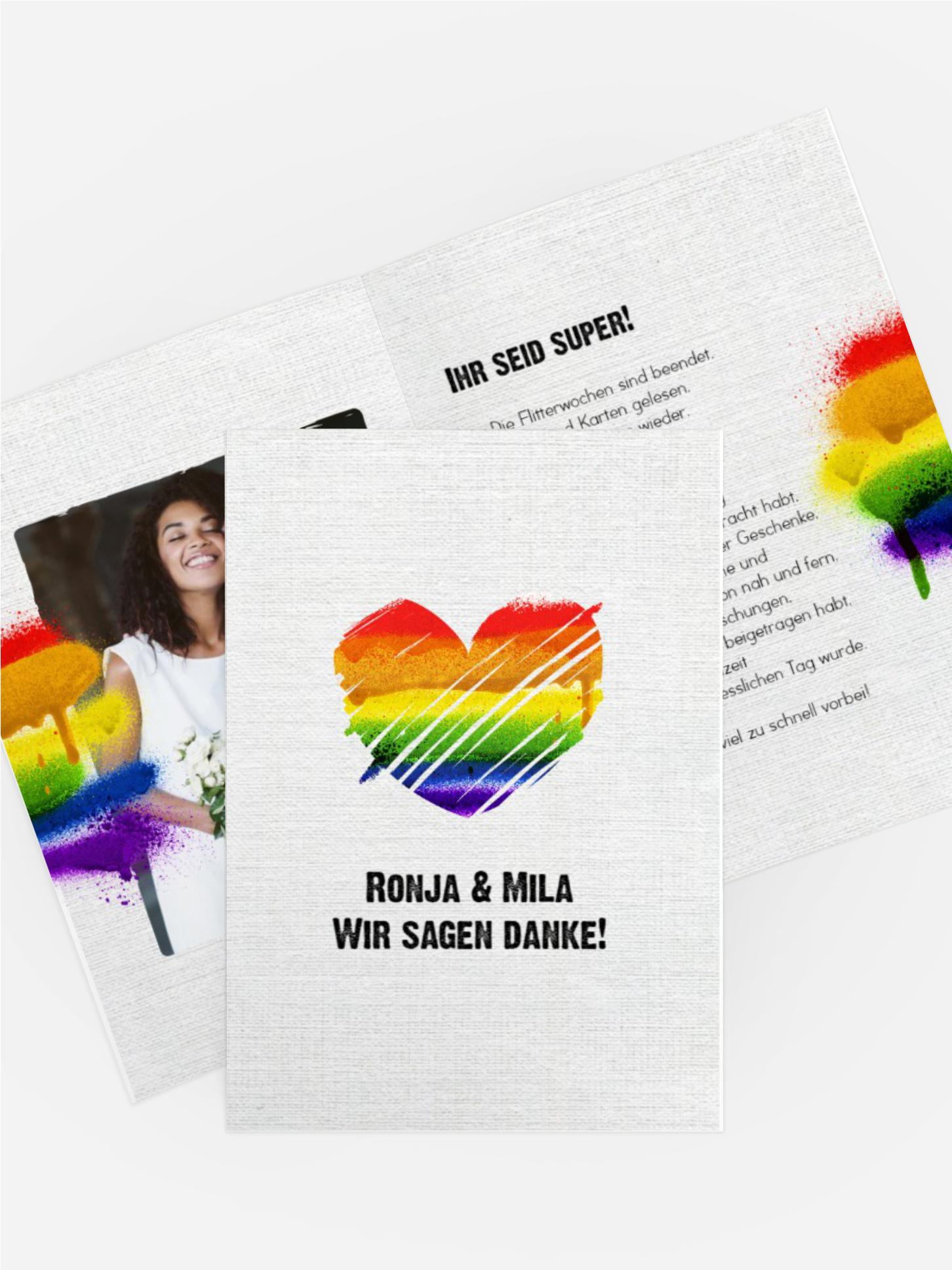 Hochzeit Dankeskarte Regenbogenliebe