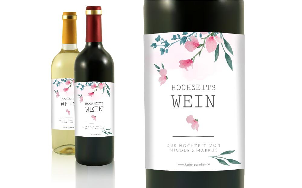 Flaschenetikett Hochzeit Sträußchen