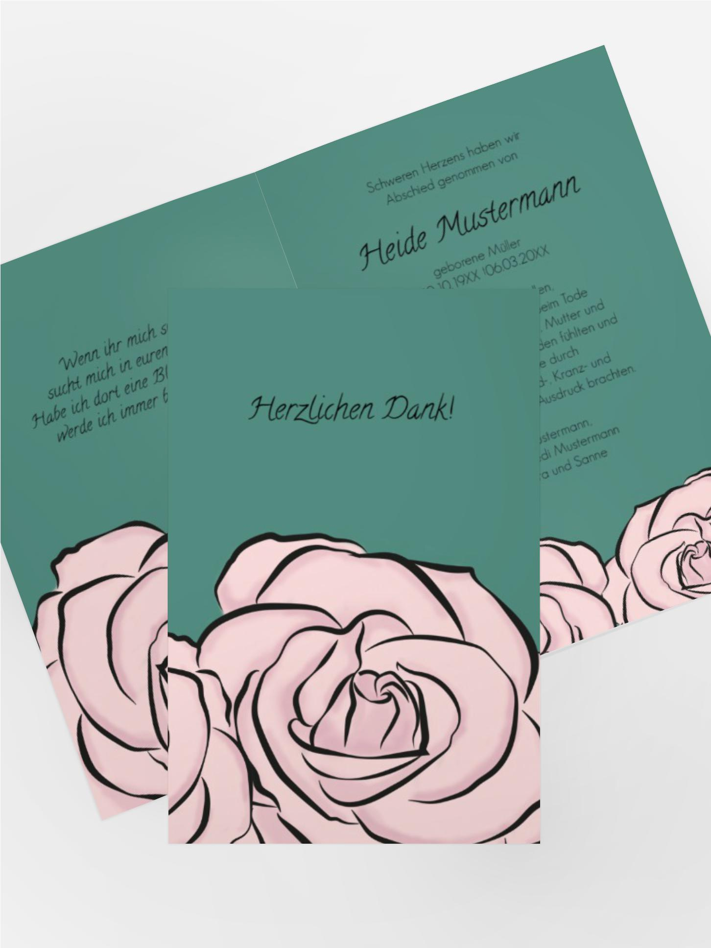 Dankeskarte Rosen hoch