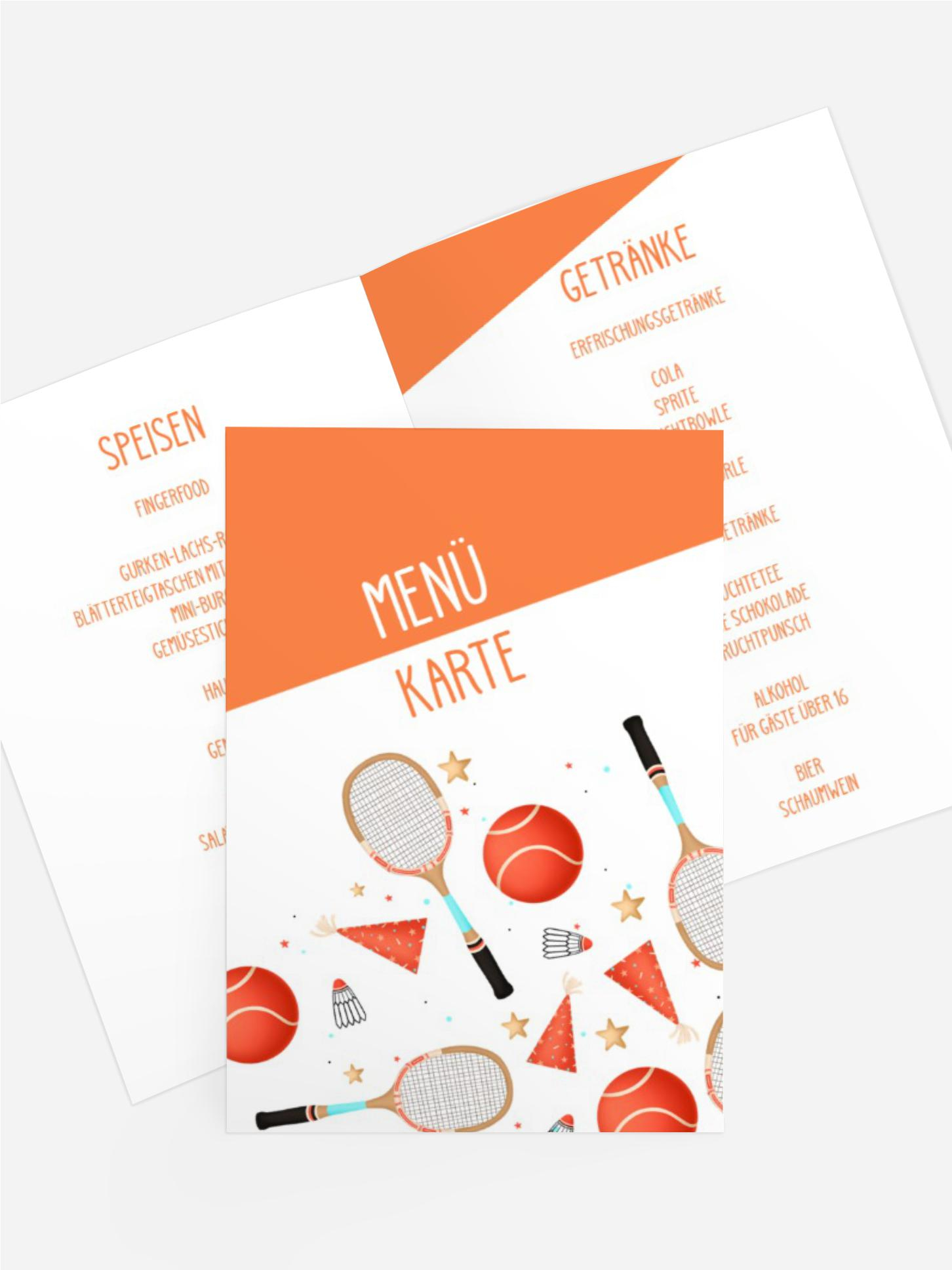 Menükarte Jugendliche Geburtstag Junge Sportler