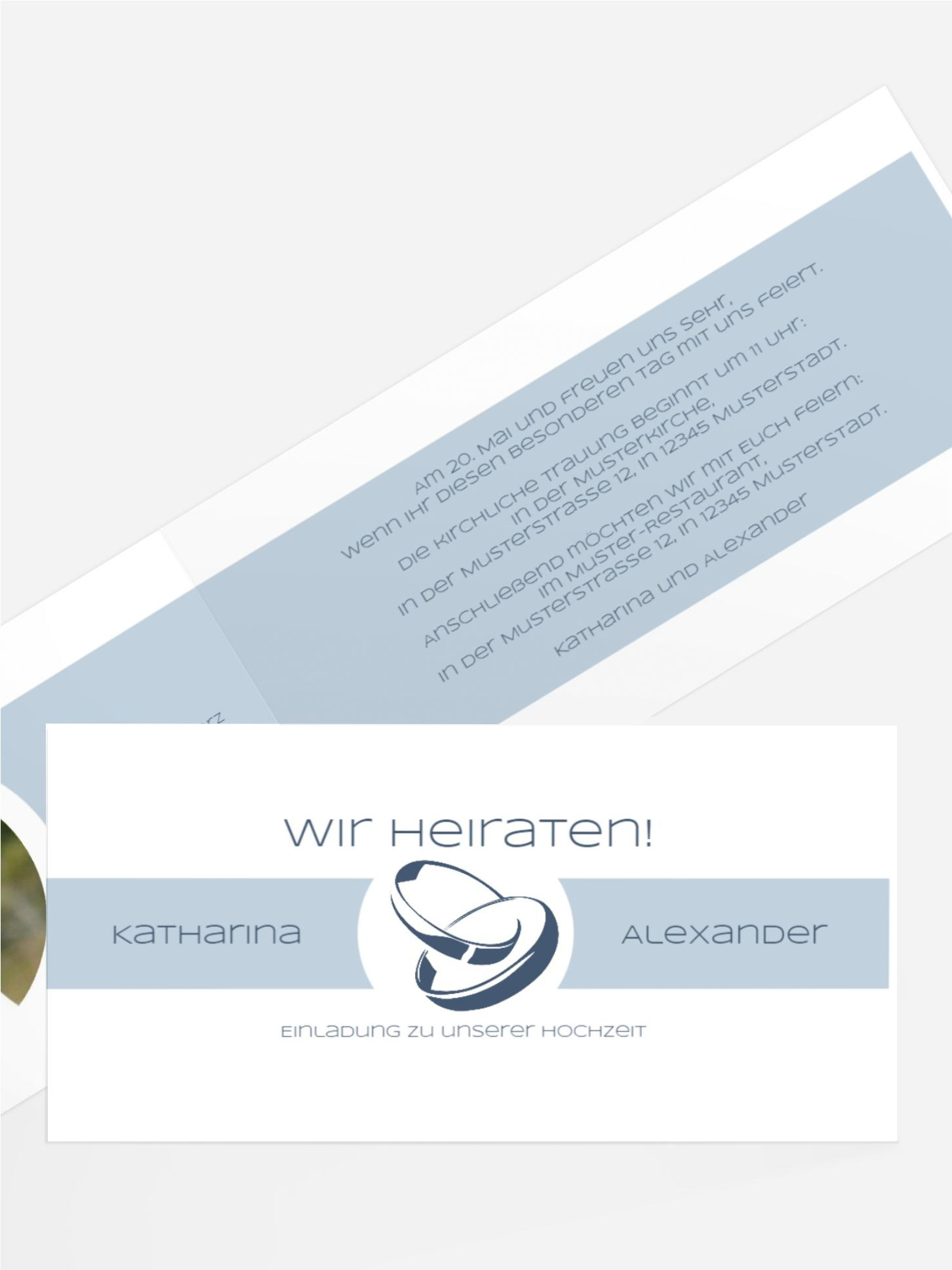 Hochzeitskarte Einladung Ringeband