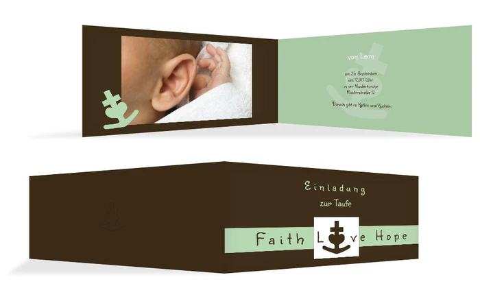Einladungskarte Taufe faith love hope