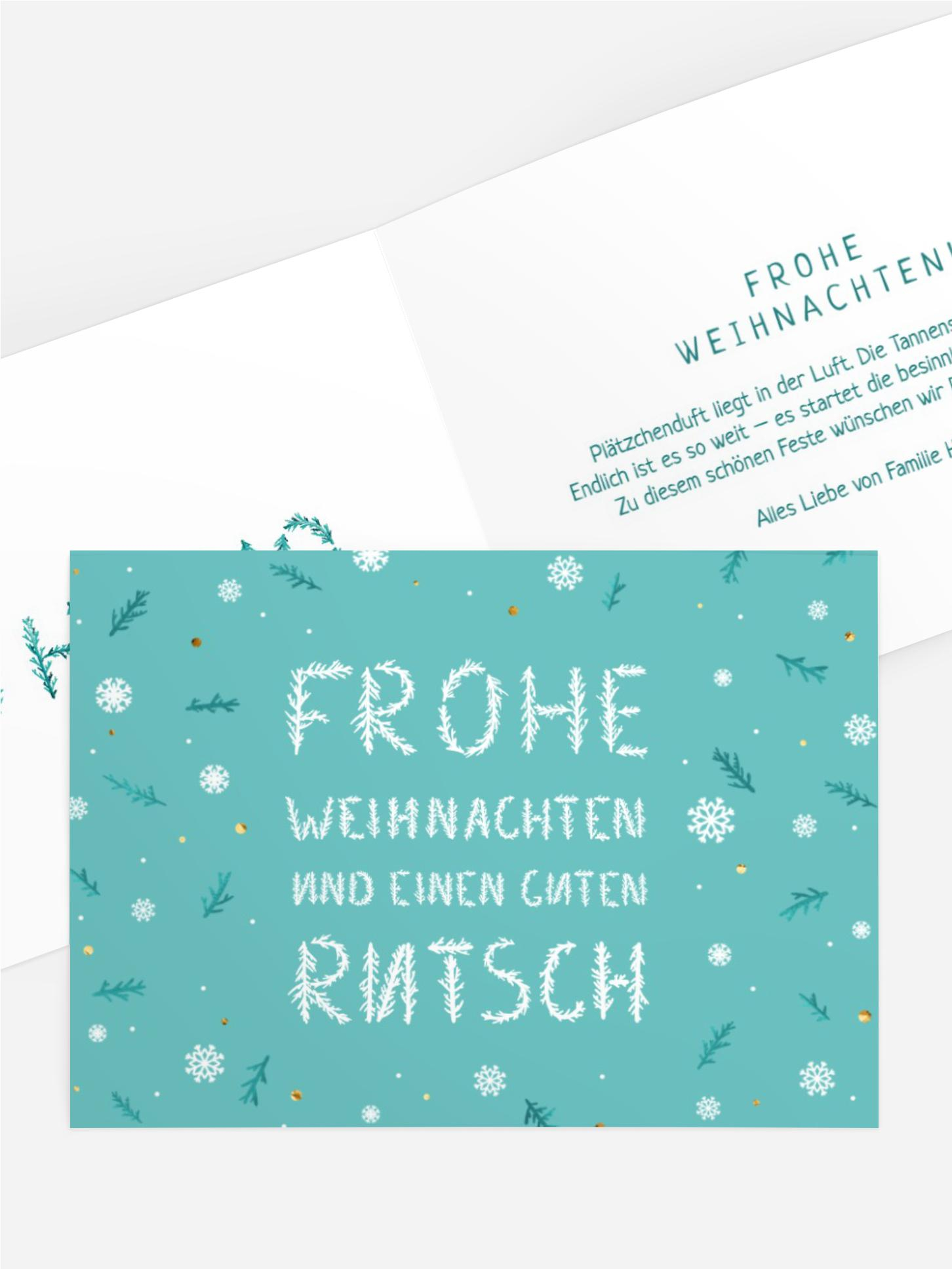 Weihnachtsgrußkarte Tannenzweig-Schrift