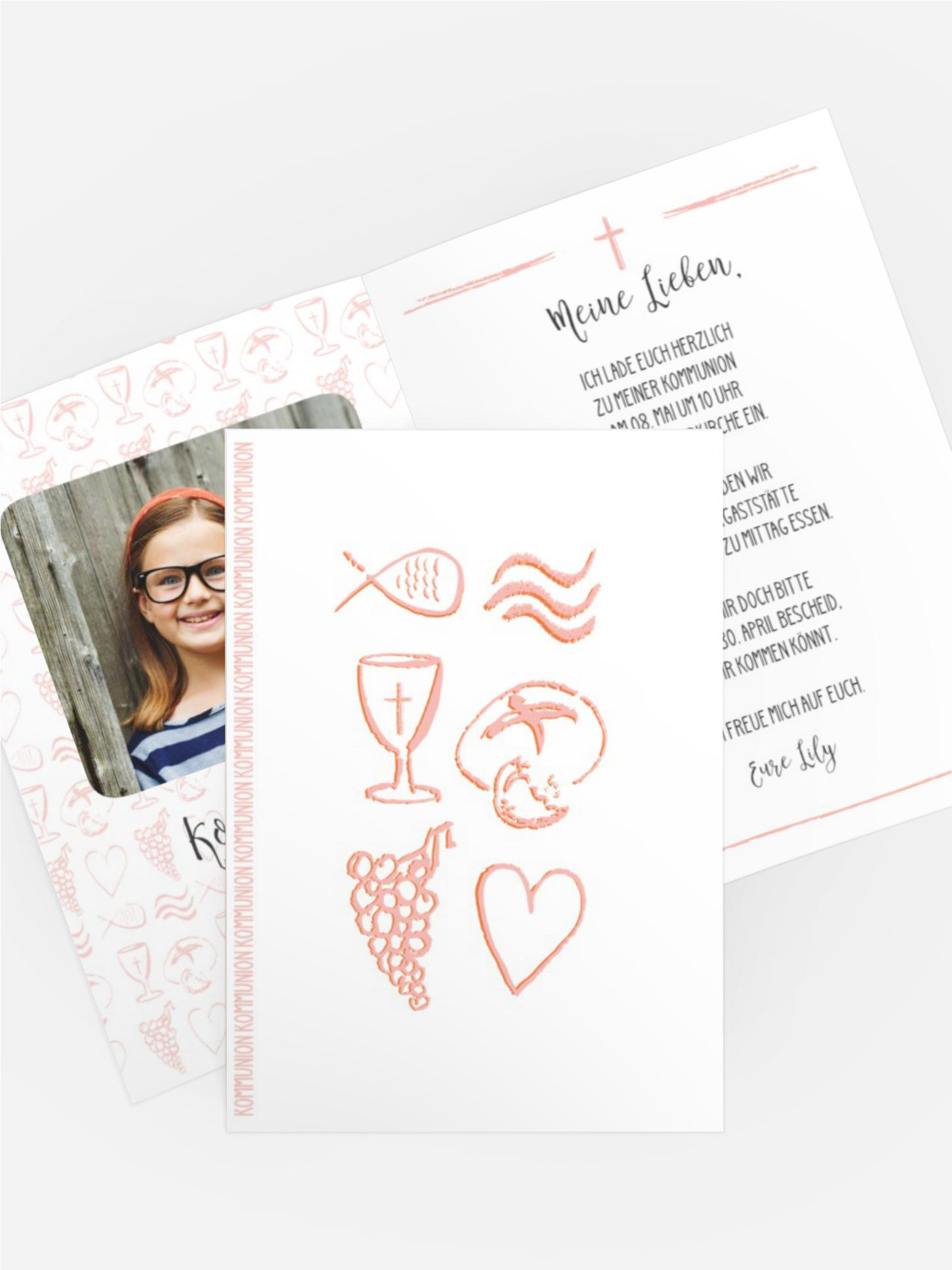 Einladungskarte Kommunion Symbole