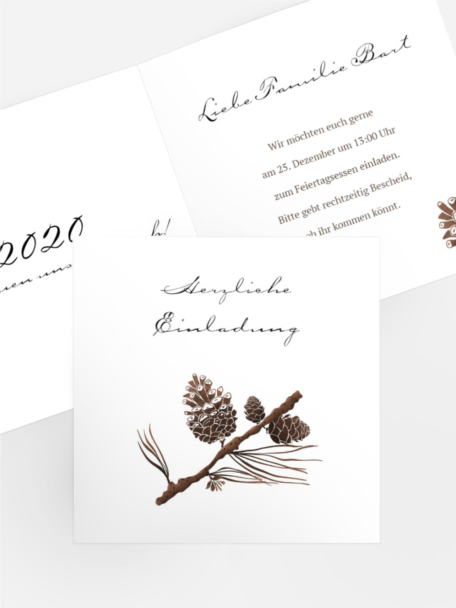 Weihnachtseinladung Tannenzapfen
