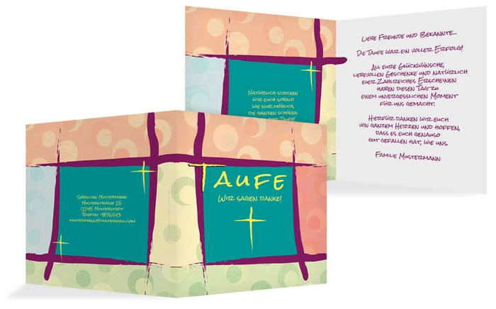 Dankeskarte zur Taufe Kreuzrahmen