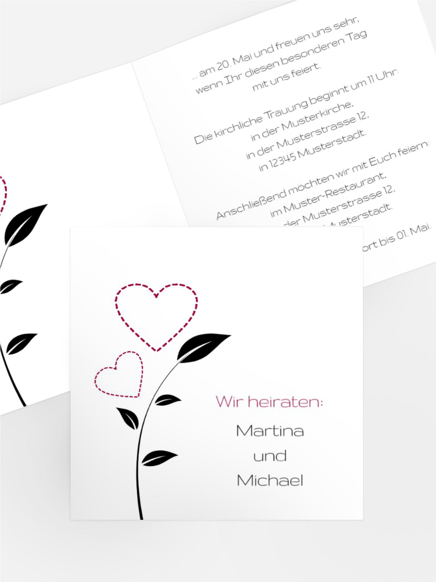 Einladungskarte Herzblume Einladungskarte Herzblume