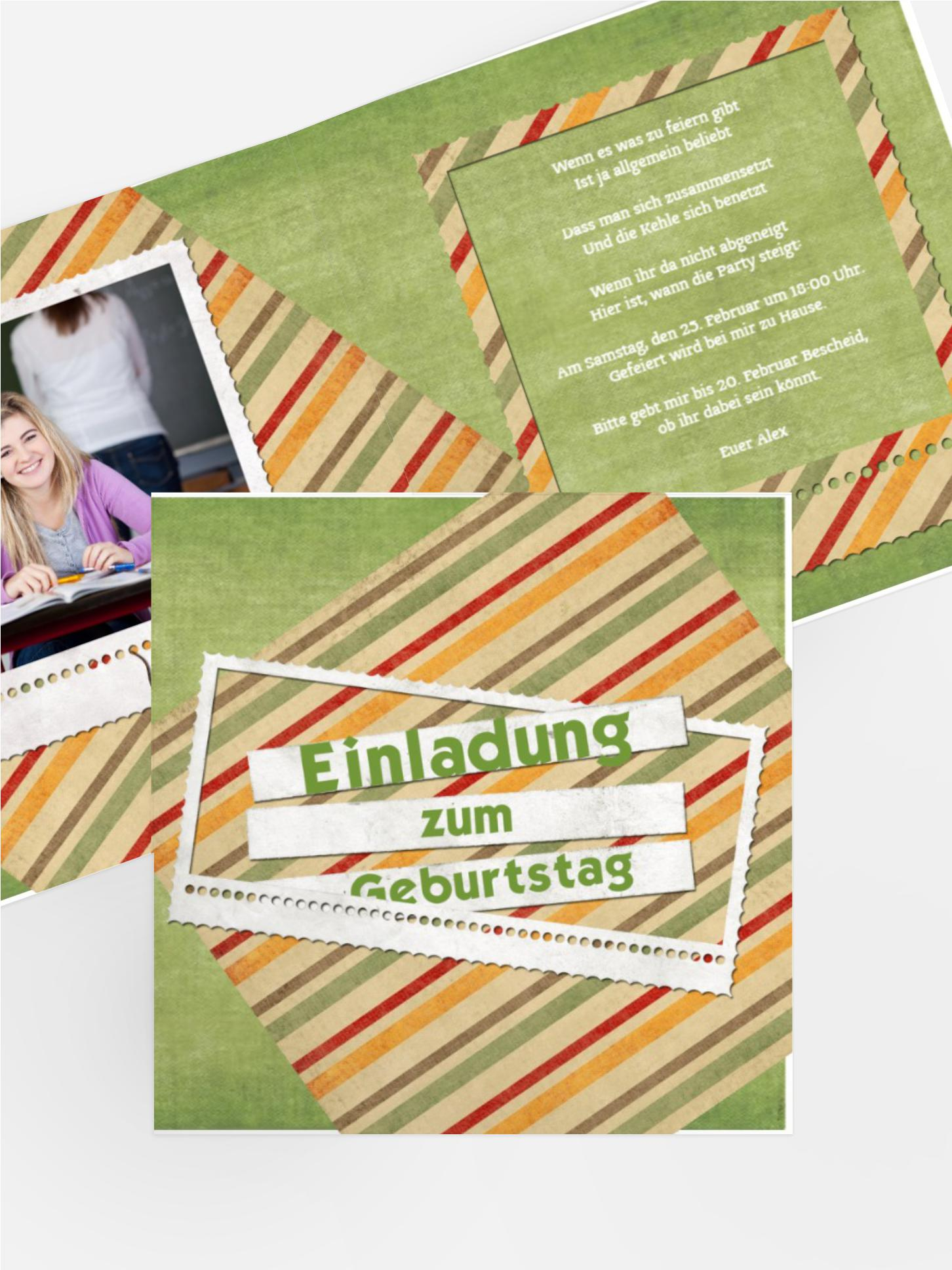 Einladungskarte für Jugendliche color stripes Foto Einladungskarte für Jugendliche color stripes Foto