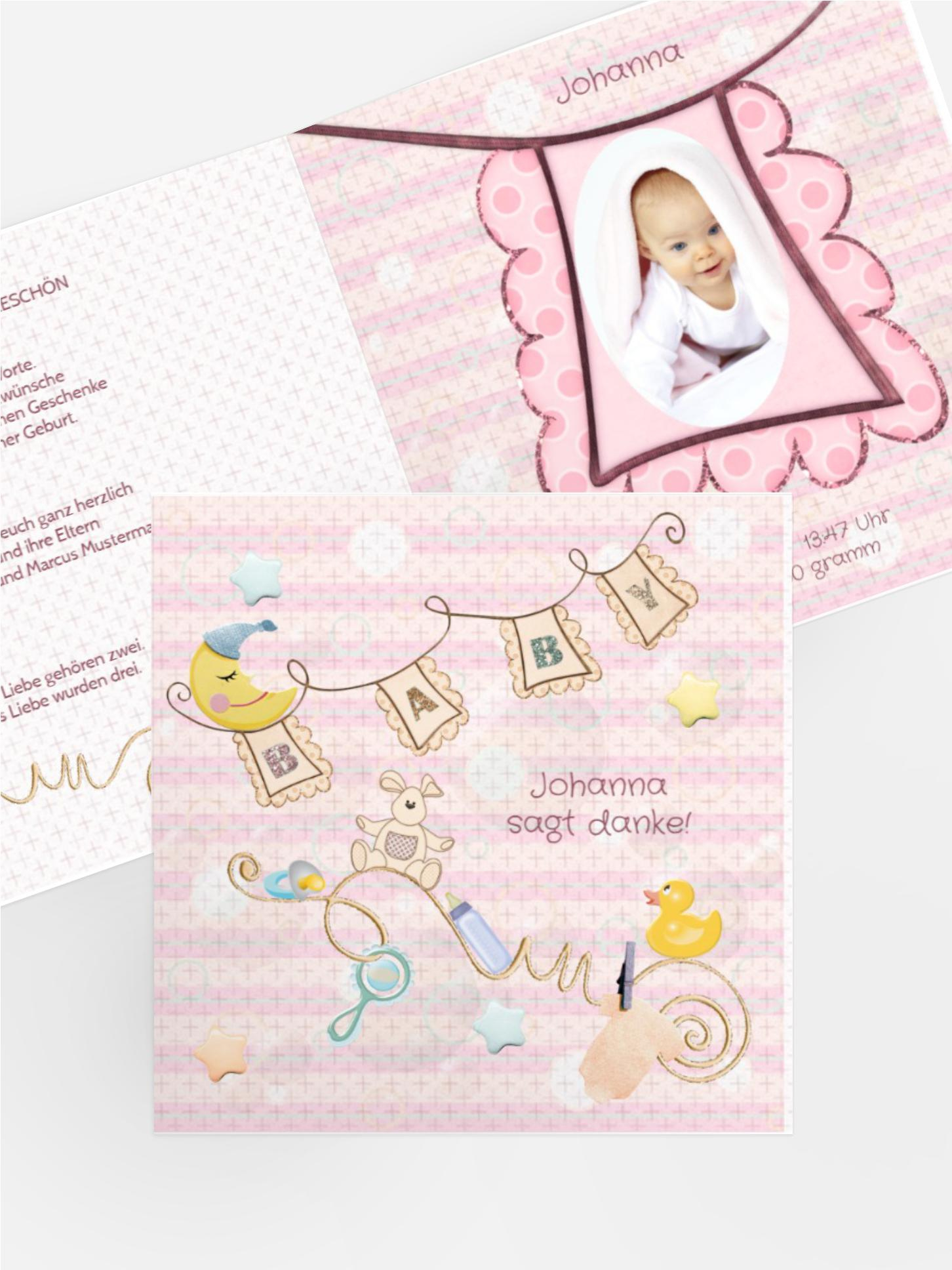 Geburt Dankeskarte Babyelements