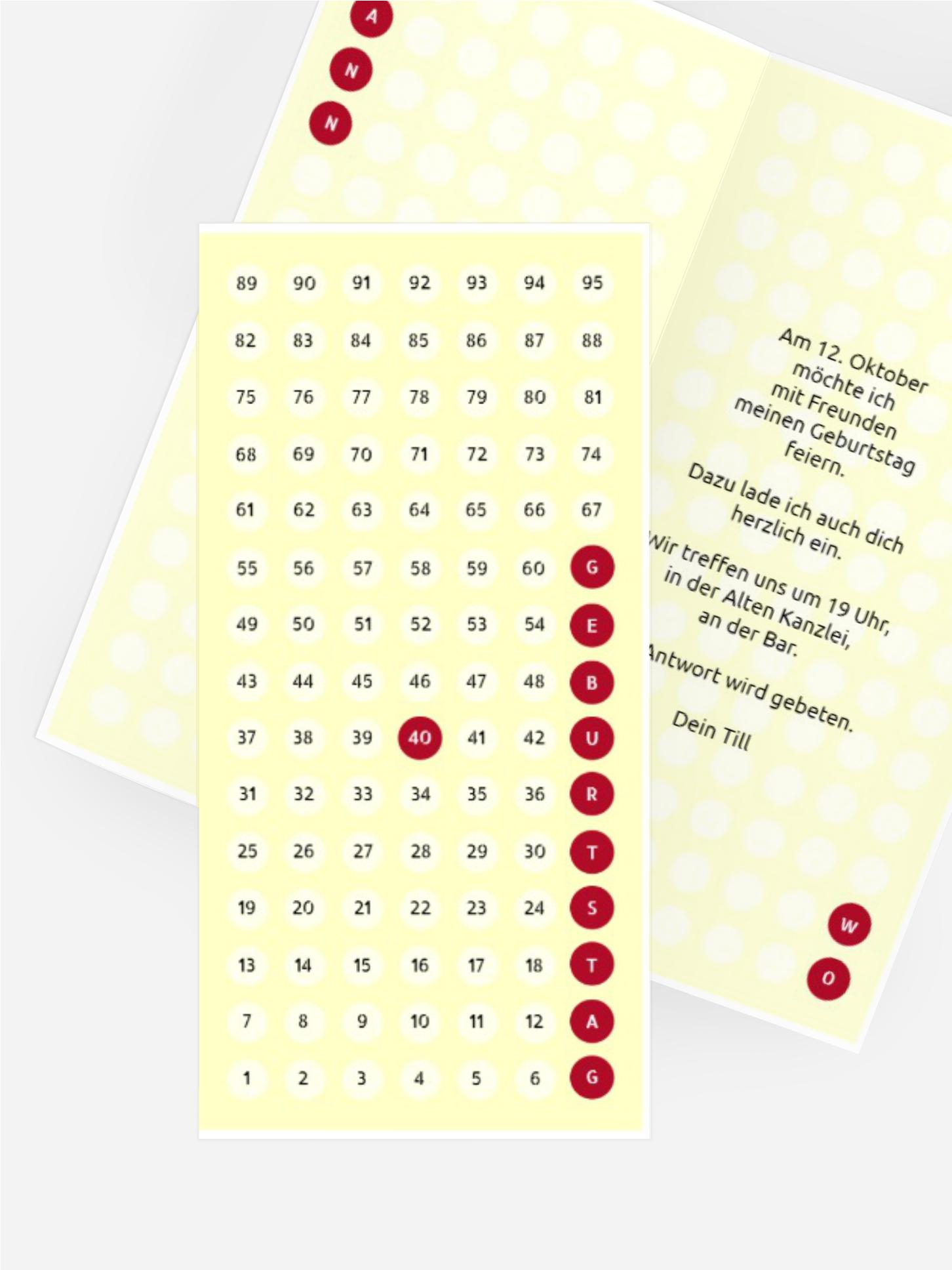 Geburtstagskarte Zahlenspiel 40