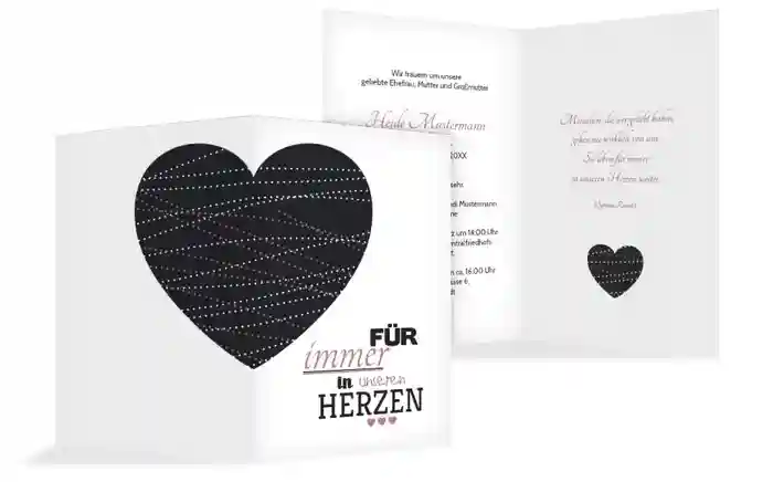 Trauerkarte Herz hoch