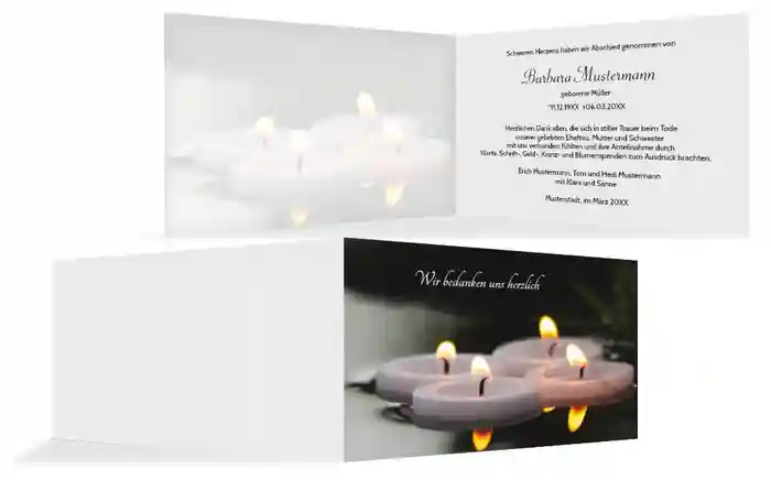 Dankeskarte Schwimmkerzen quer