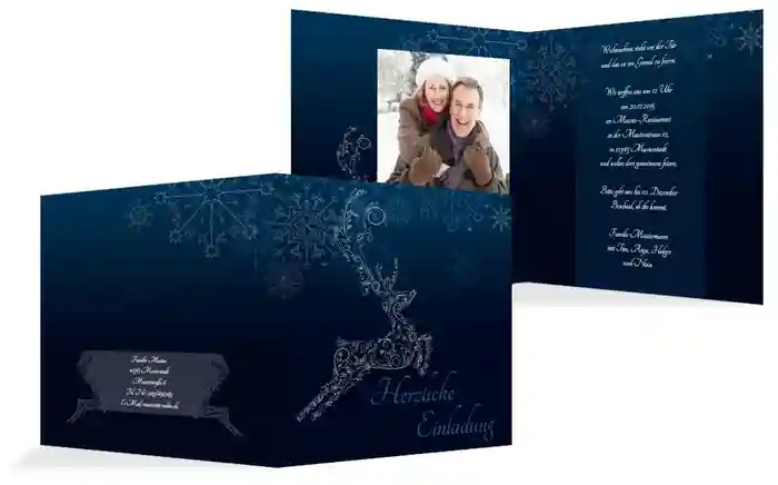 Foto Weihnachtseinladung Schnörkelhirsch