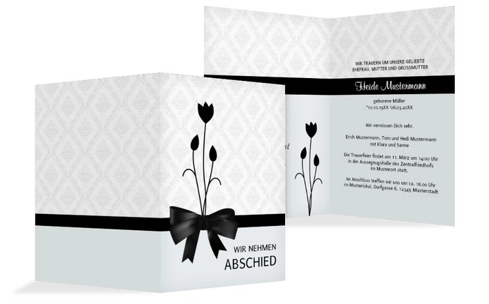 Trauerkarte Schleife hoch