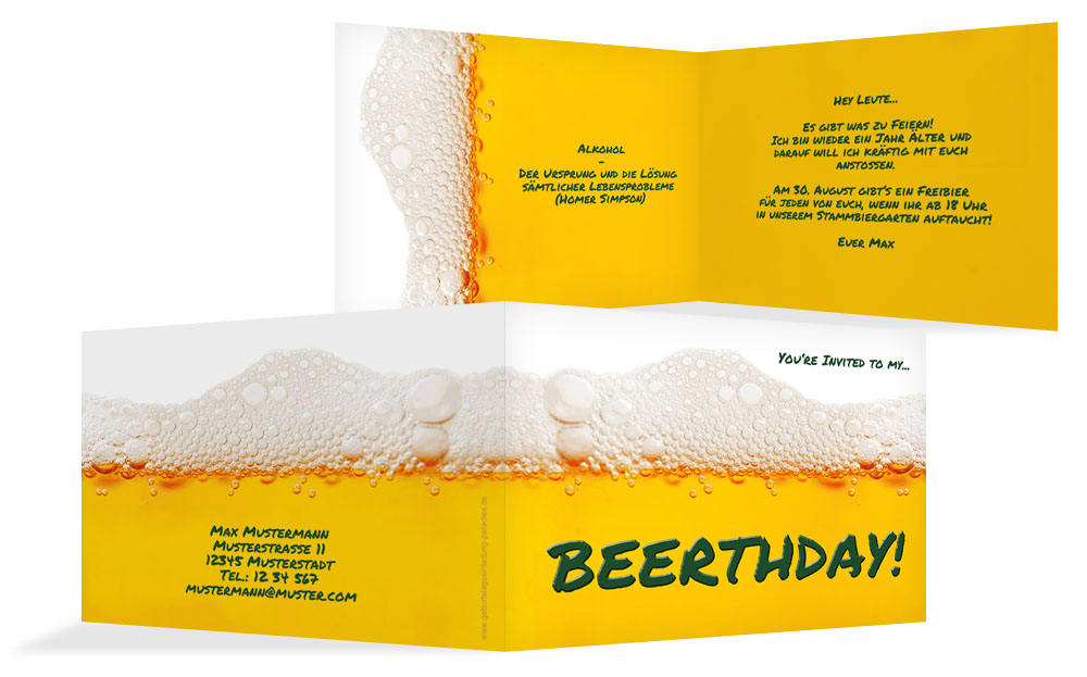 Geburtstagseinladung Beerthday Geburtstagseinladung Beerthday