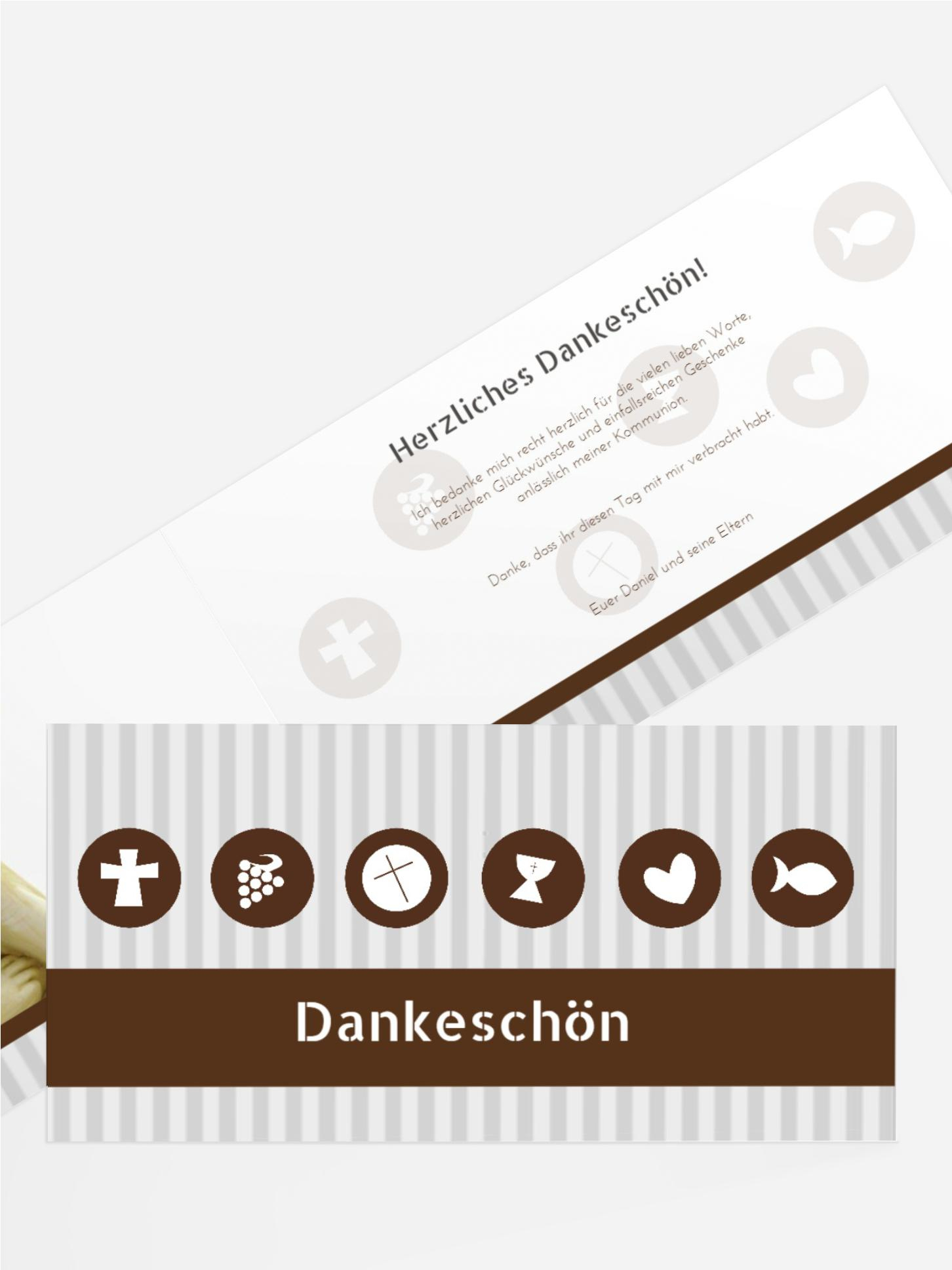 Kommunion Danksagung stripes buttons
