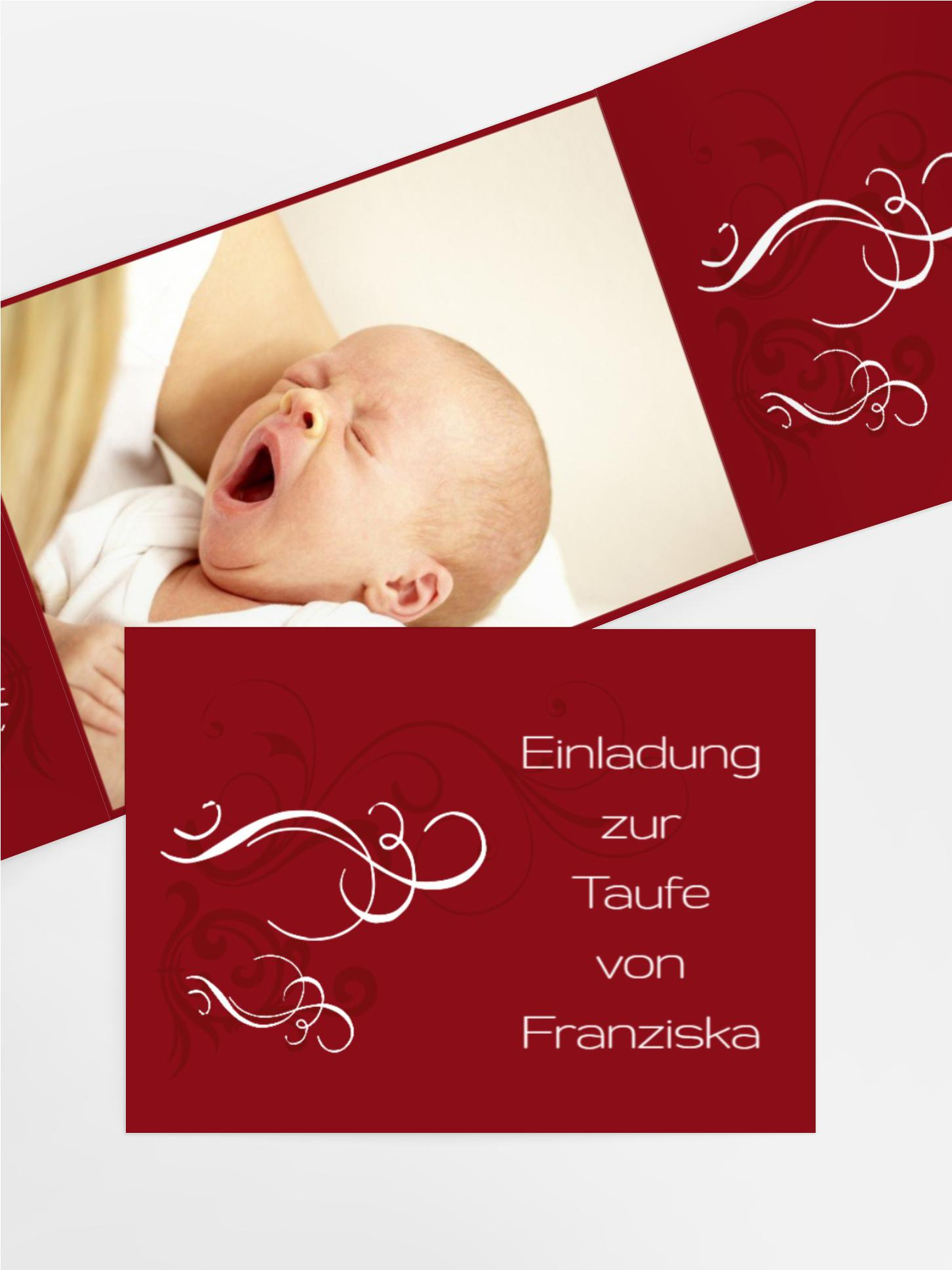 Einladungskarte Taufe Schnoerkel