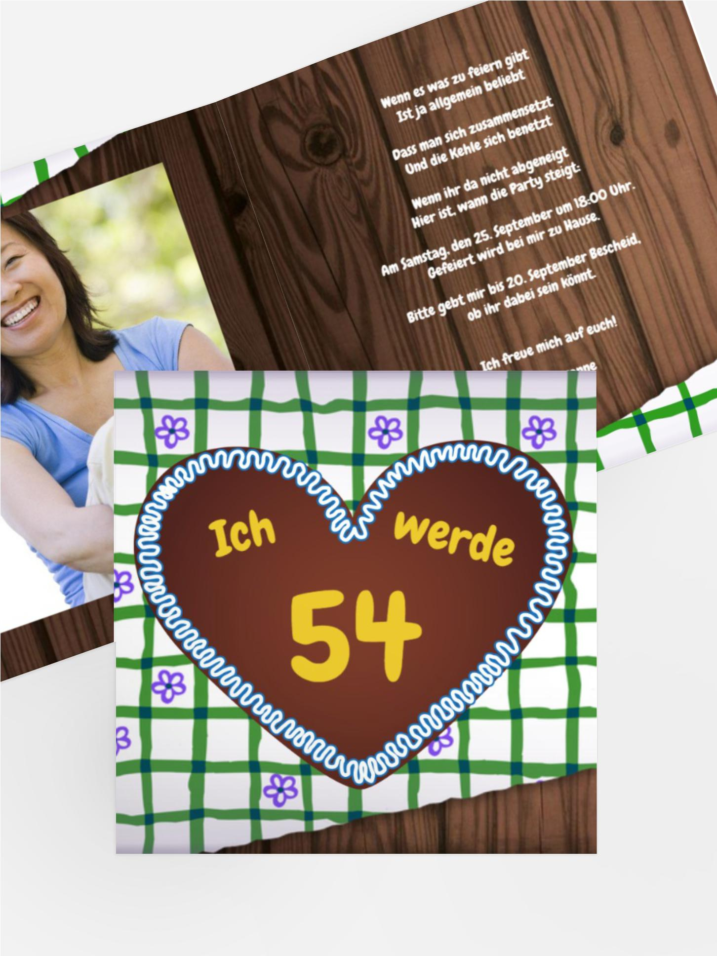 Geburtstagseinladungskarte Lebkuchenherz Foto