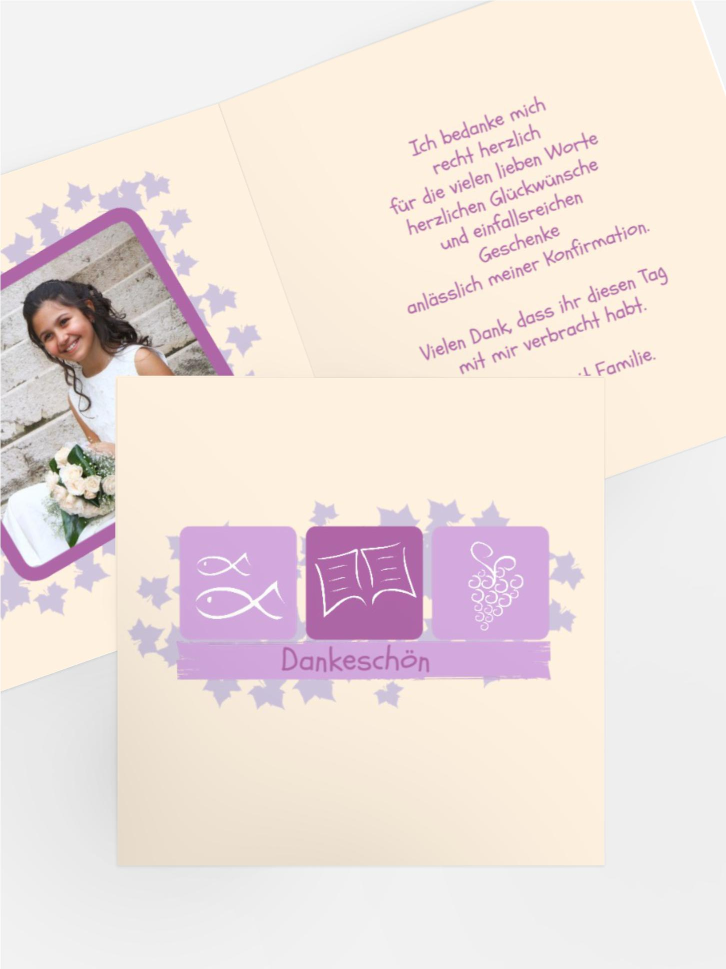 Dankeskarte Konfirmation Blatt