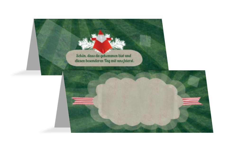 Weihnachtstischkarte Origami Weihnachtstischkarte Origami