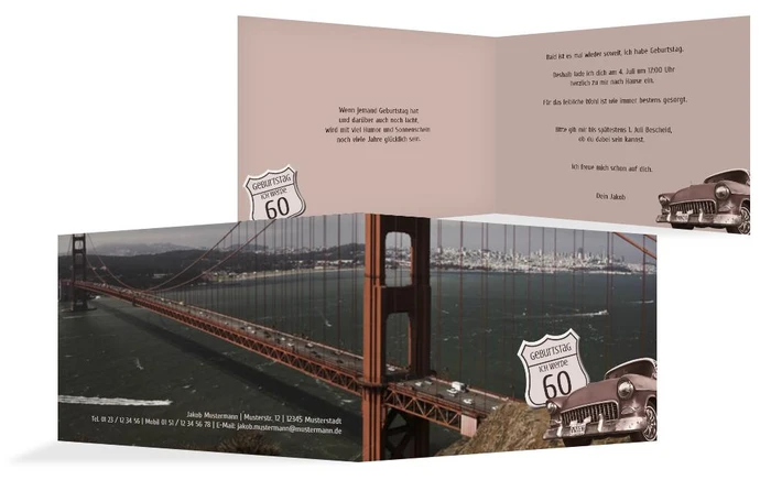 Geburtstagseinladungskarte old bridge 60