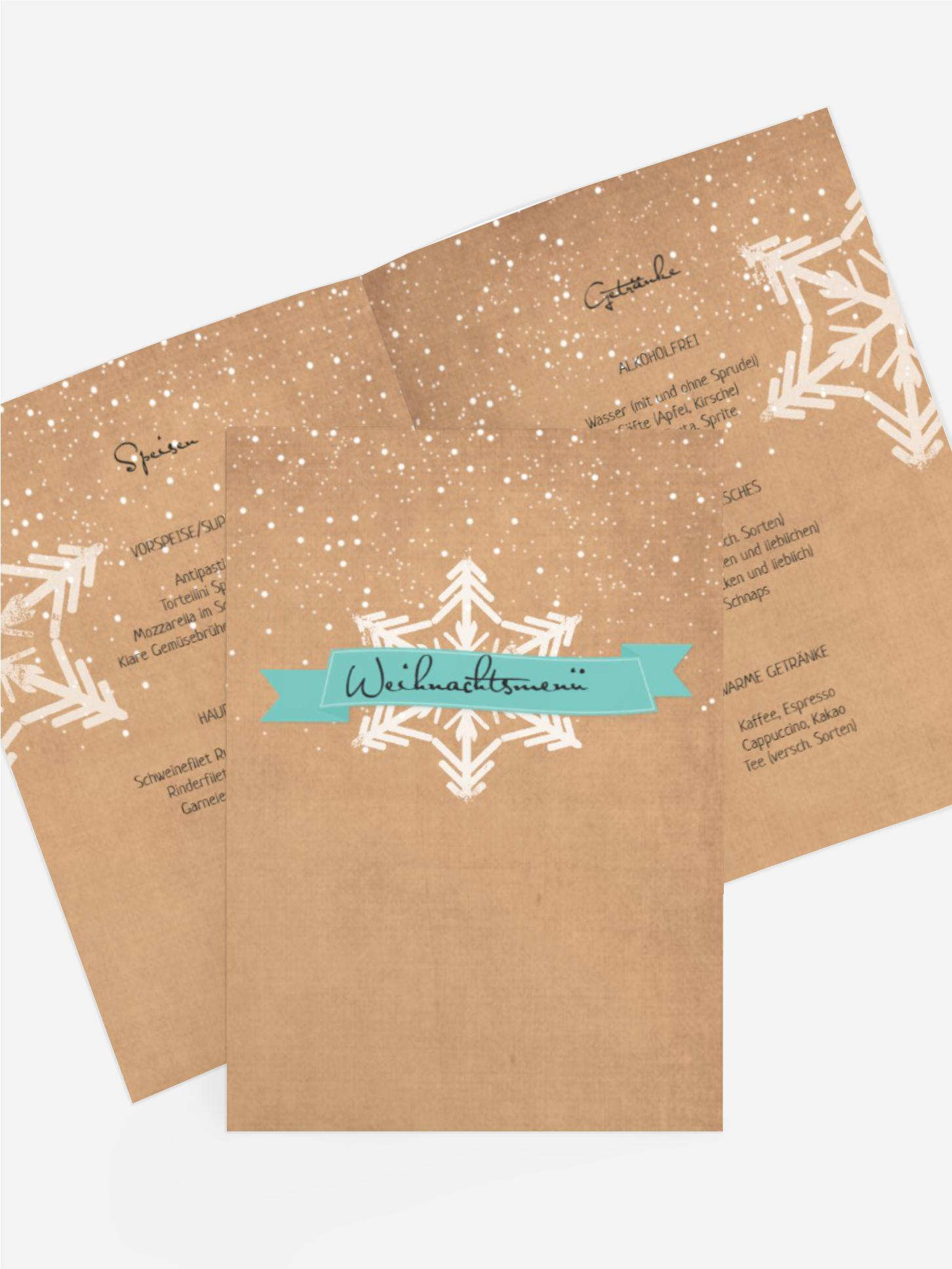 Weihnachtsmenükarte Schneestern