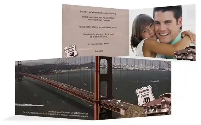 Geburtstagseinladungskarte old bridge 40 Foto