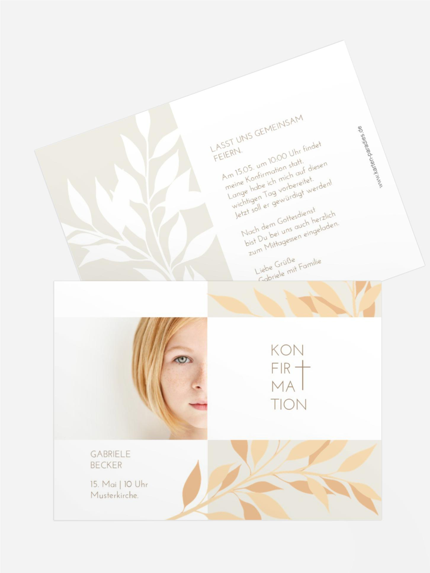 Einladungskarte Konfirmation Zarte BlĂĽte Einladungskarte Konfirmation Zarte BlĂĽte