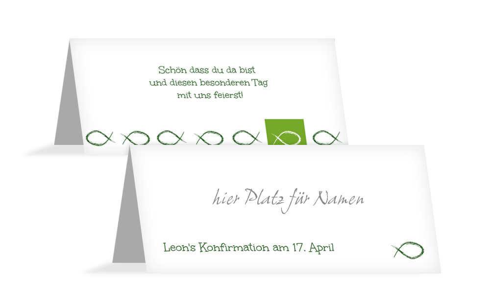 Tischkarte Konfirmation Fische
