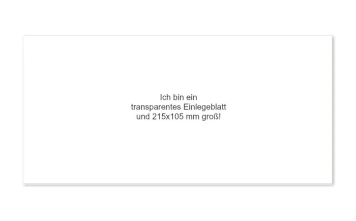 transparentes Einlegeblatt 215x105 mm