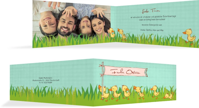 Osterkarte Entenmarsch