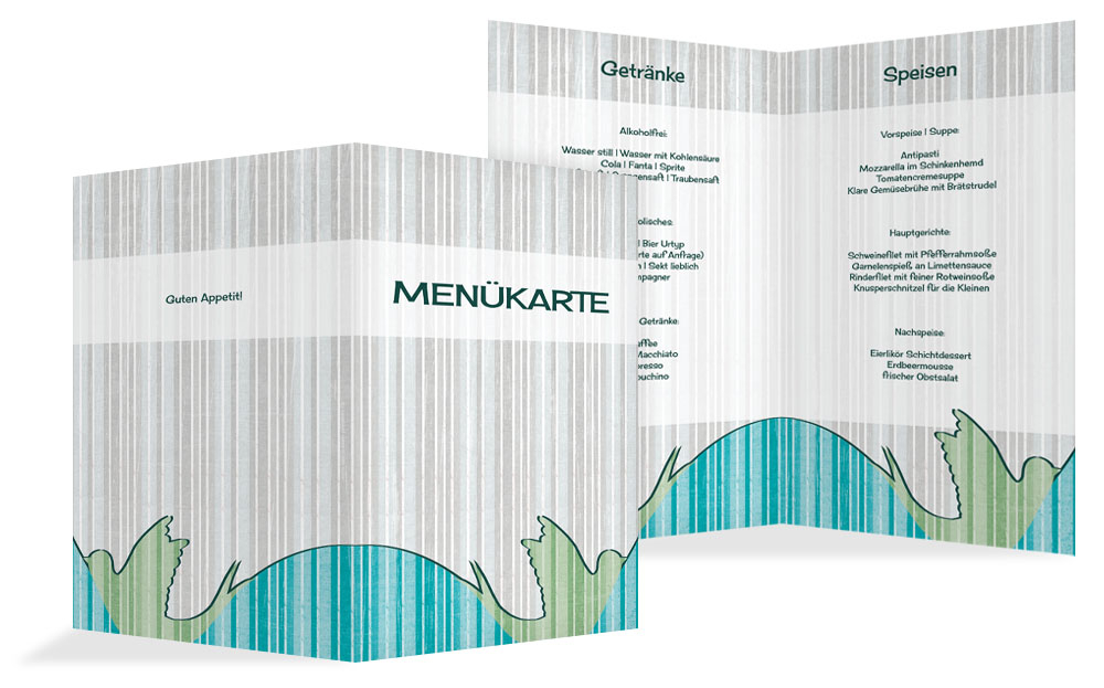 Menükarte zur Taufe Streifenharmonie
