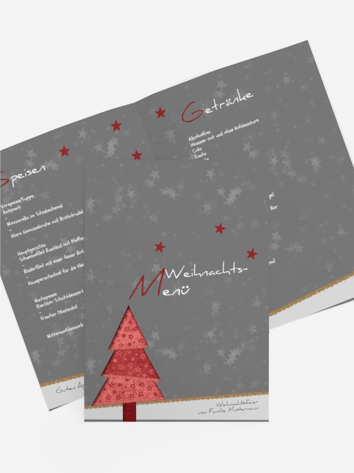 Weihnachtsmenükarte Farbbäumchen