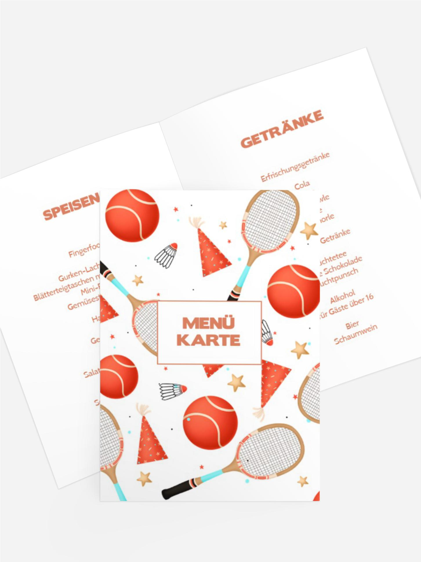 Menükarte Jugendliche Geburtstag Sportmuster