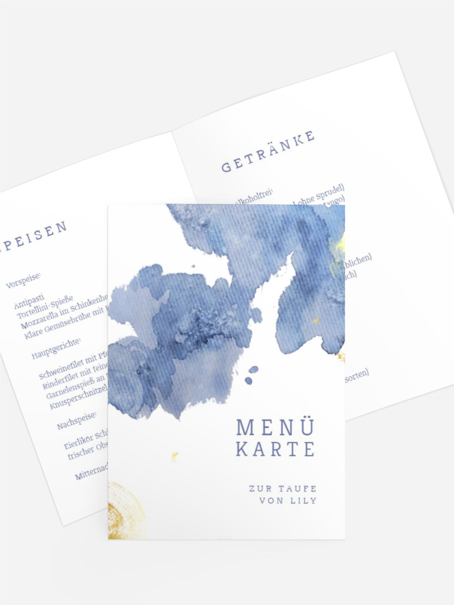 Menükarte Taufe heiliger Raum